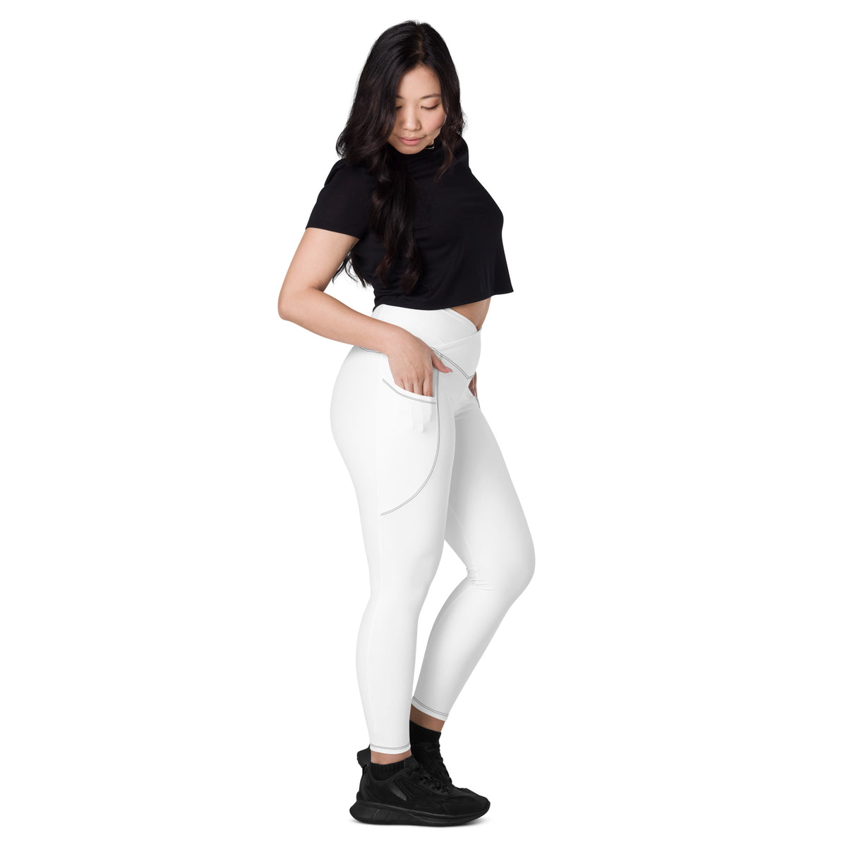Leggings a vita incrociata con tasche
