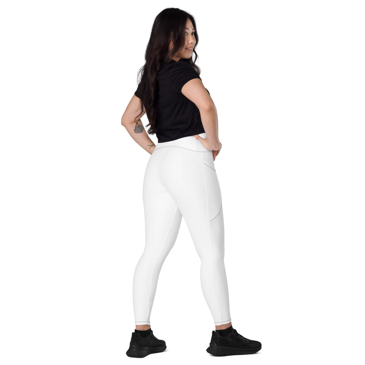 Leggings a vita incrociata con tasche