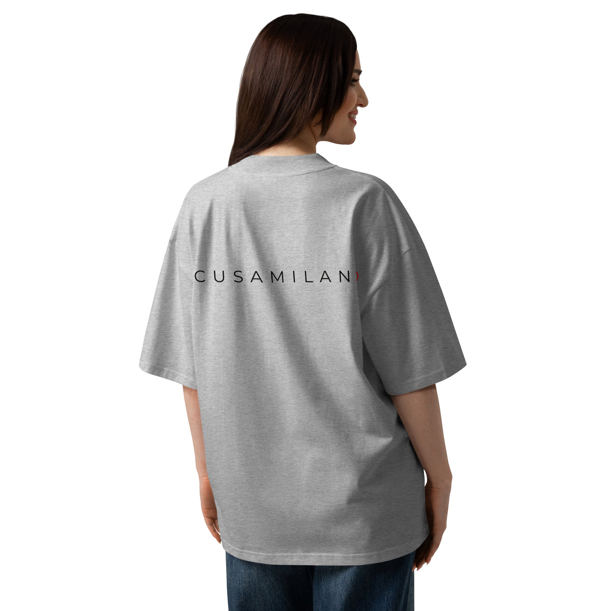 T-shirt organica oversize con collo alto