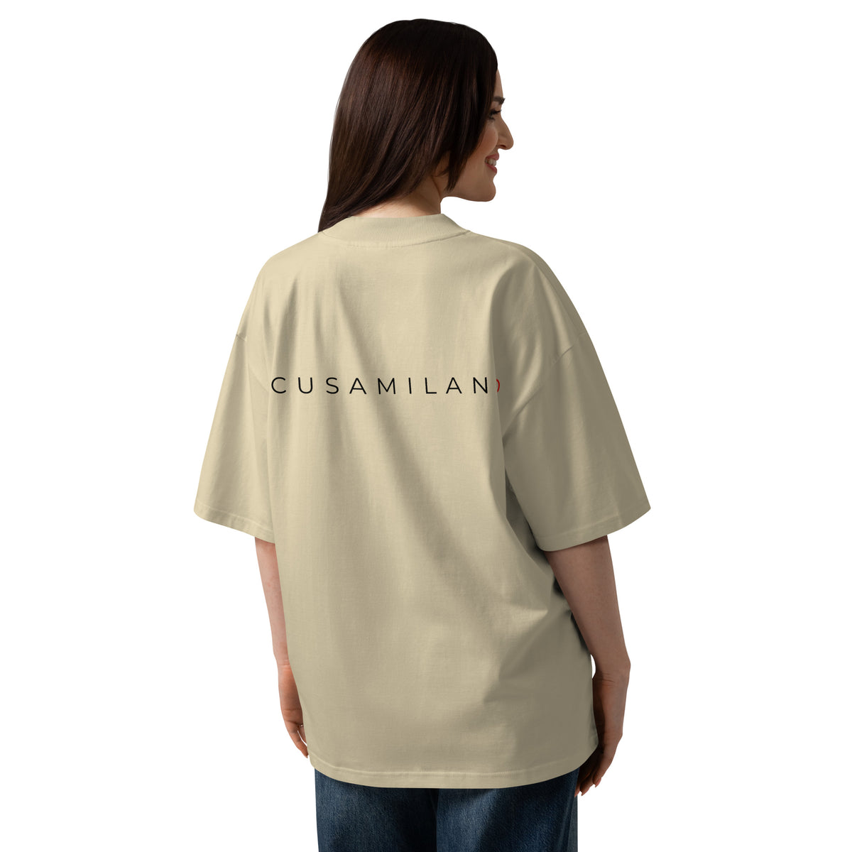 T-shirt organica oversize con collo alto