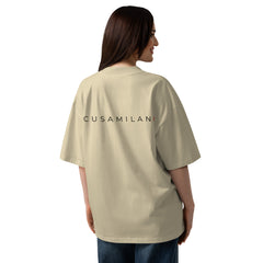 T-shirt organica oversize con collo alto