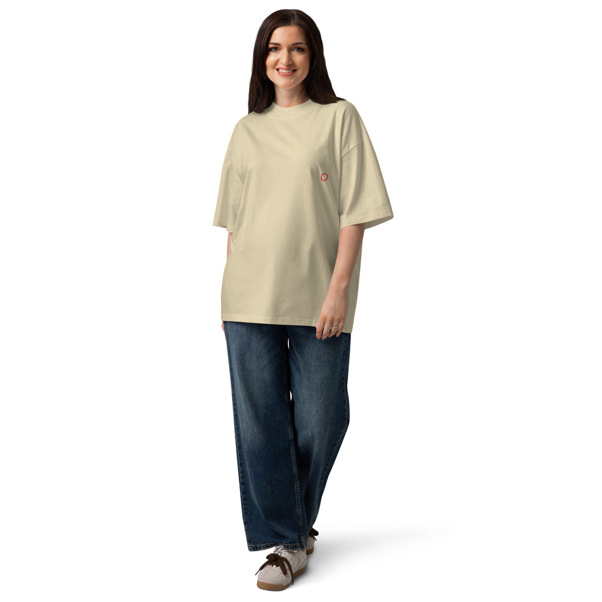 T-shirt organica oversize con collo alto