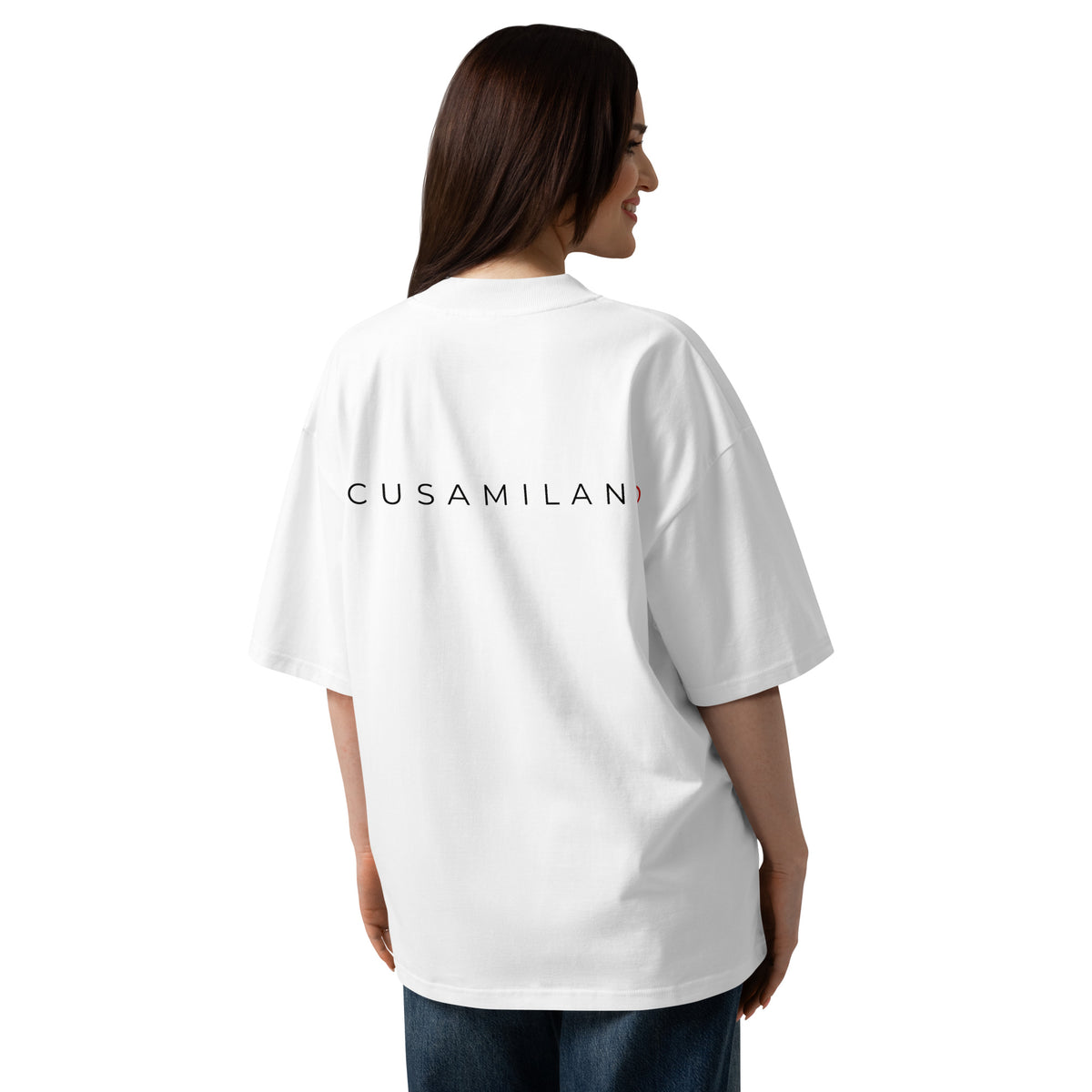 T-shirt organica oversize con collo alto